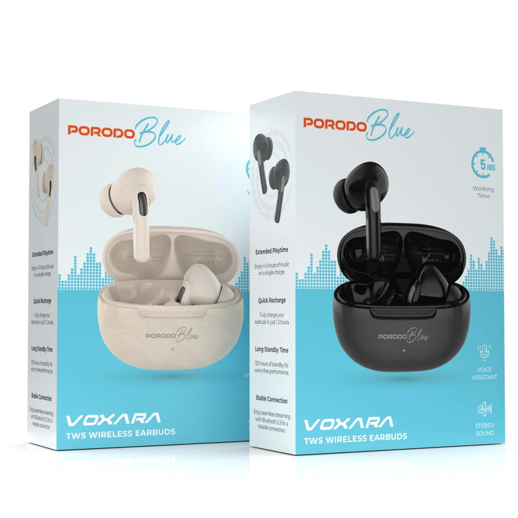 Porodo Earbuds Voxara TWS - 5H Battery, Black