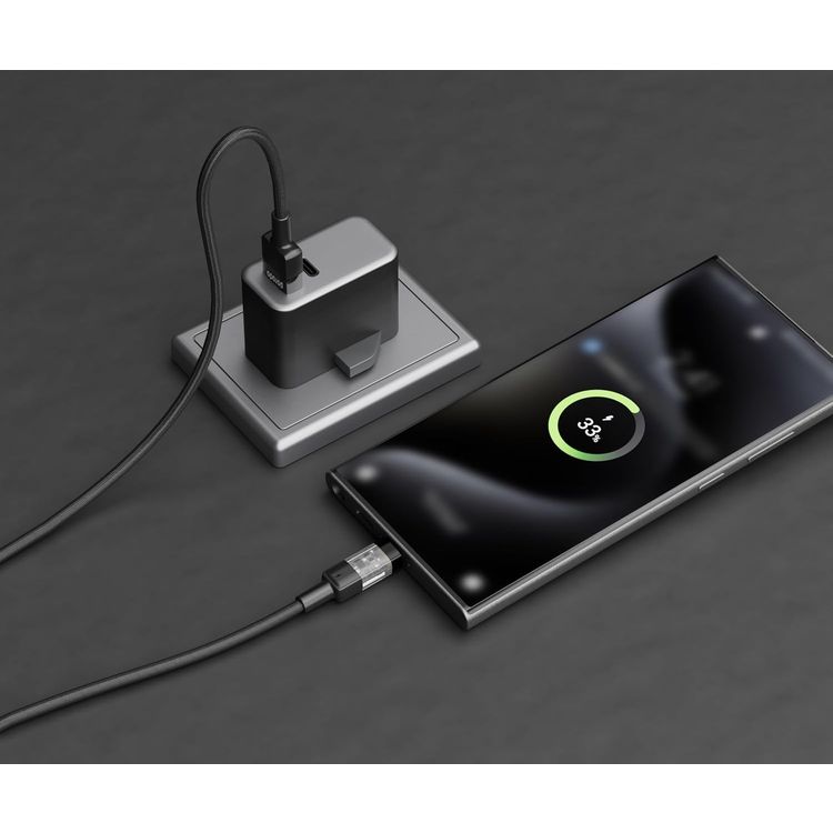 Porodo USB-A to USB-C Cable PD-3AACTH-BK - Braided, Fast Charging, Black