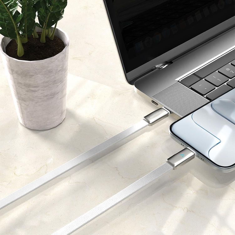 Porodo USB-C Cable PDCBL0049WH - 100W PD Fast Charge, White
