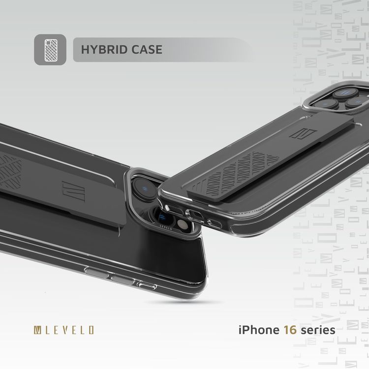 Levelo Silicone Grip Case iPhone 16 Pro - Impact Resistant, Gray