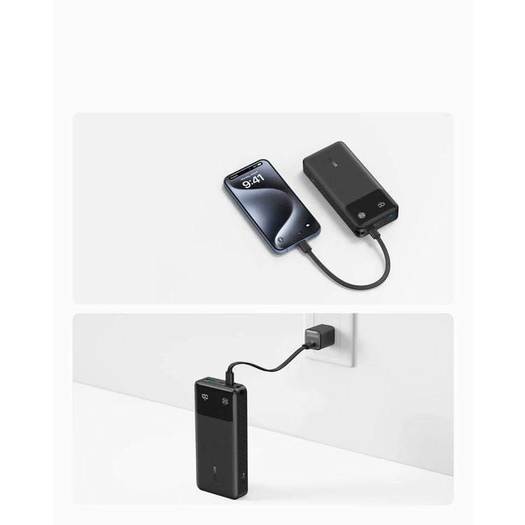 Anker باور بانك 20000mAh، 30W، A1384H11 - أسود