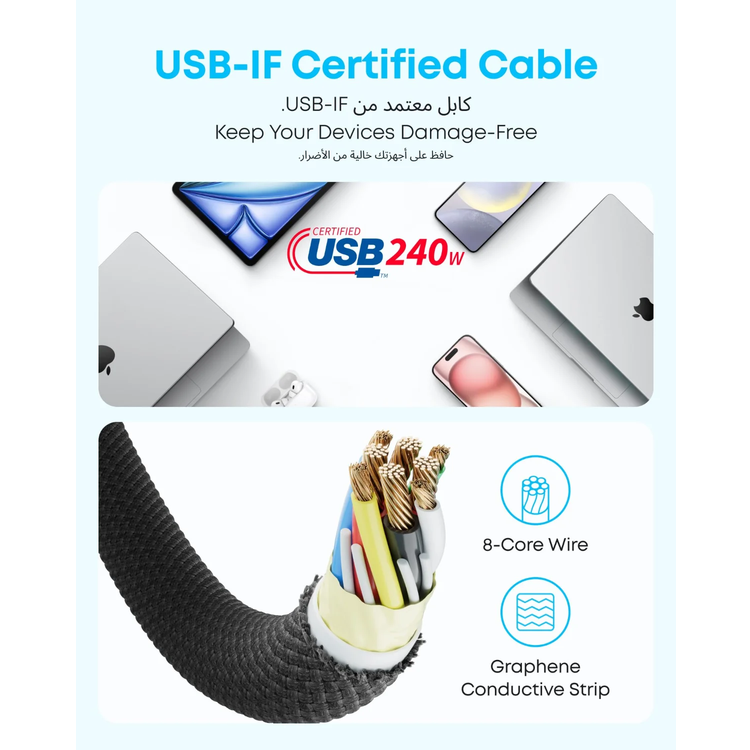 Anker USB-C to USB-C Cable A8060H11 - 240W Fast Charging, Black