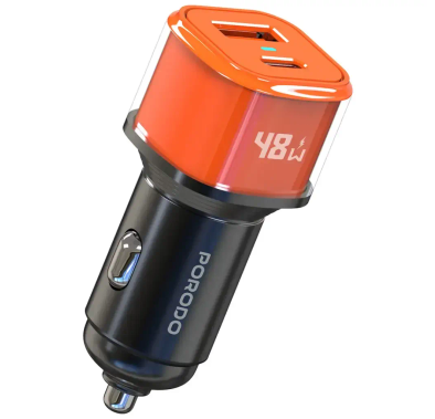 Porodo Car Charger Averin PDCCR48WOG - 48W USB-A & Type-C...