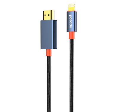 Porodo Lightning to HDMI Cable PD-CBL0017-BK - 2m, 1080P,...