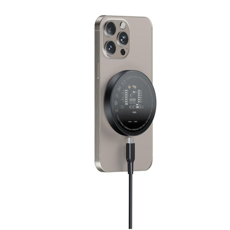 Porodo Magfit Charge Cable PD-MGSC18-BK - 15W Fast Charging, Transparent