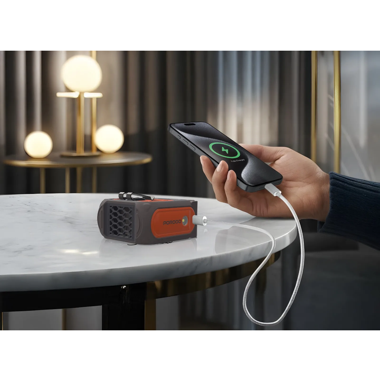 Porodo Waist Fan PD-LFST164-BROG - 10000mAh Powerbank, 5 Speeds, Brown Orange