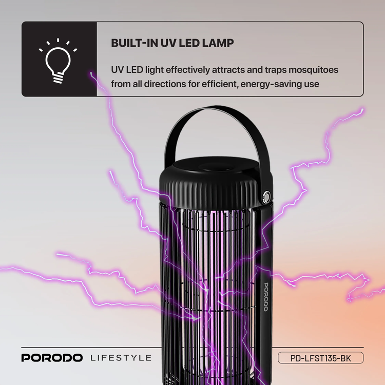 Porodo Mosquito Zapper PDLFST135BK - Portable, Black