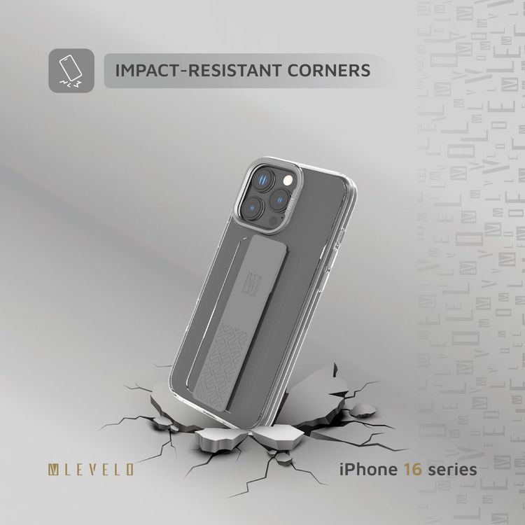 Levelo Silicone Grip Case iPhone 16 Pro - Impact Resistant, Gray