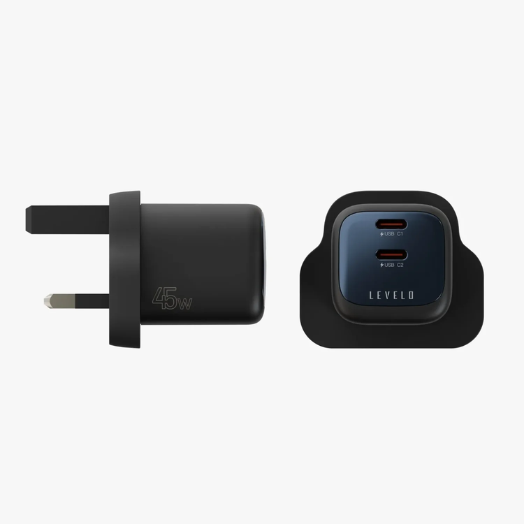 LEVELO Charger Vero - 45W PD GaN, Type-C Ports, Black