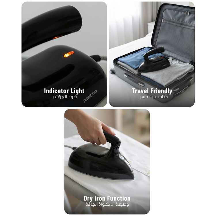 Porodo Ironix Mini Portable Iron Steamer PDLFST227SBK - Black