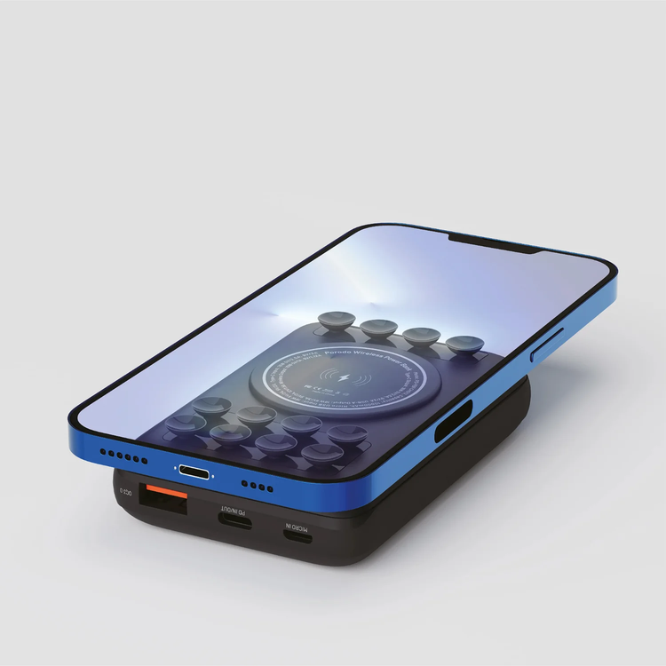 Porodo Power Bank 10000mAh PD-PBFCH012-BK - Suction, Black