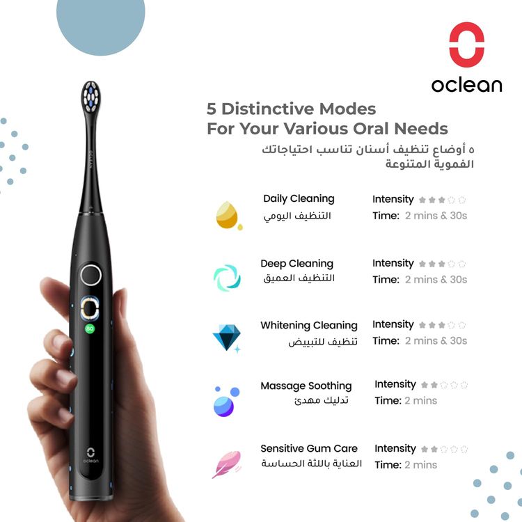 فرشاة أسنان كهربائية Oclean X Kids بشاشة تفاعلية - أسود