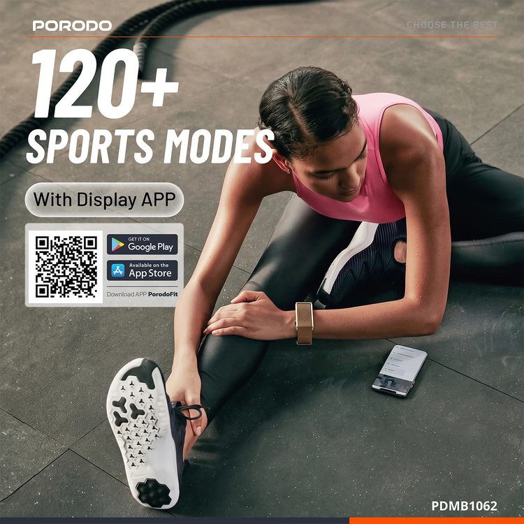 Porodo Fitband Trackfit X PDMB1062BK - Screenless Magnetic, Black