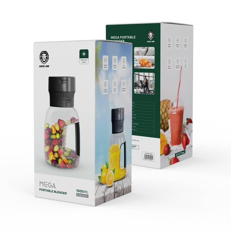 Green Lion Portable Blender GNMPBLDRBK - 1000ml, Black