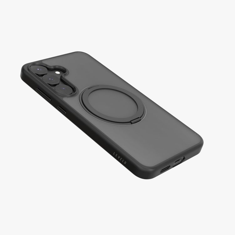 LEVELO Phone Case LVL-VIA-25P-BK - Matte TPU, Ring Stand, Black