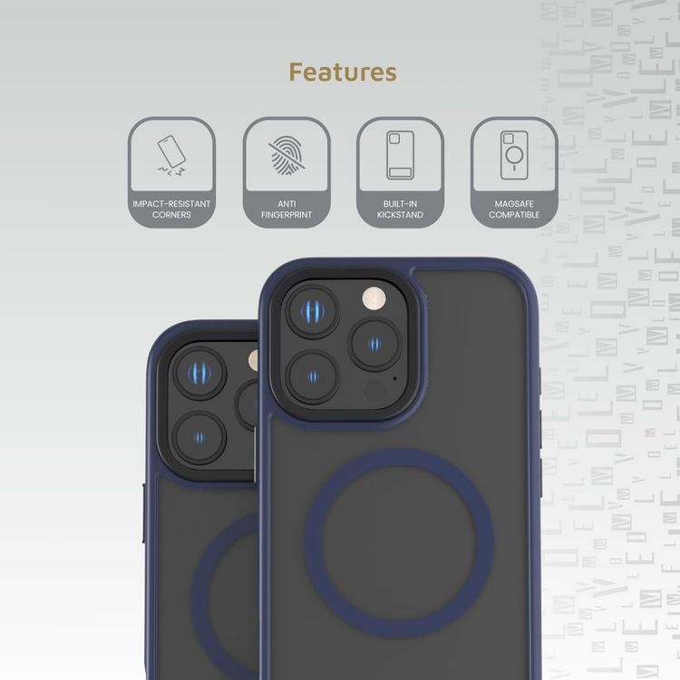 Levelo Matteo Case iPhone 16 Pro Max - Bottom Stand Grip, Blue
