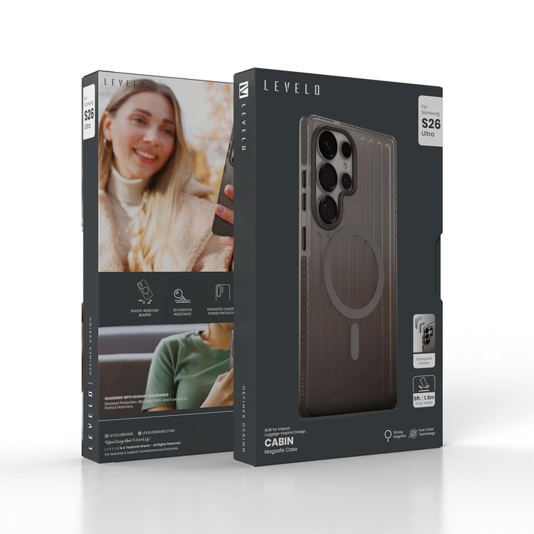 LEVELO Hybrid Case S26 Ultra - Shock Resistant, Silver Stone