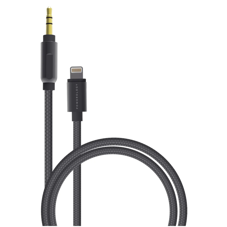 Powerology Audio Cable P12LAUGY - Lightning to 3.5mm AUX, Black