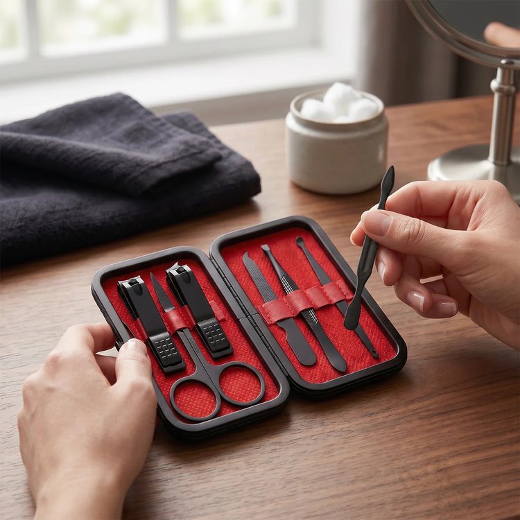 Green Lion Manicure Set GN7IN1MANBK - 7 PCS Carbon Steel, Black
