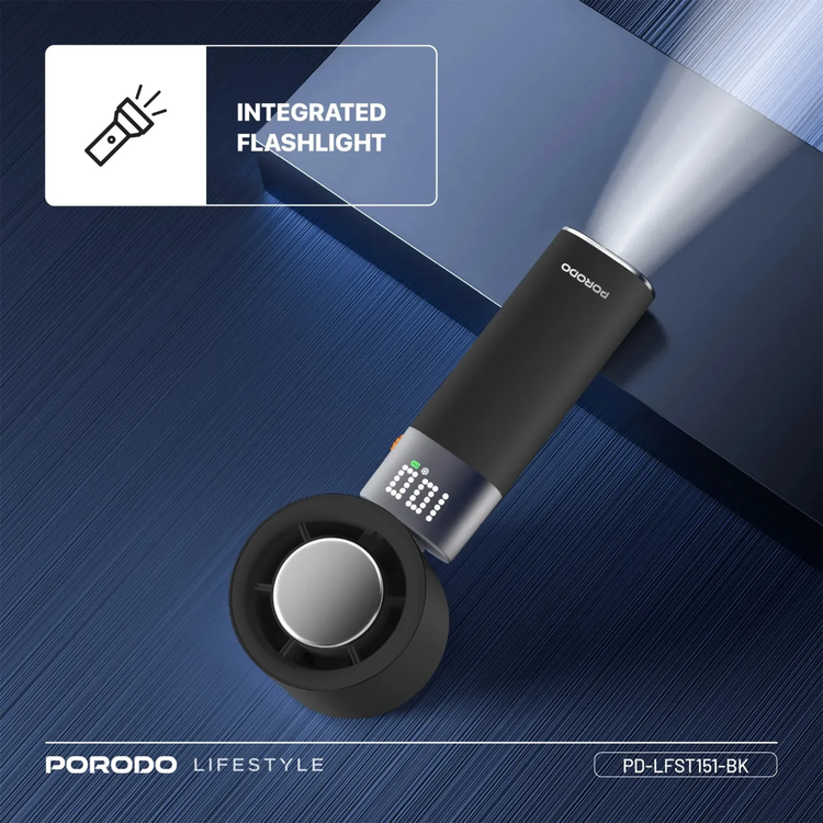Porodo Handheld Turbo Fan PDLFST151BK - Adjustable Speed, Black